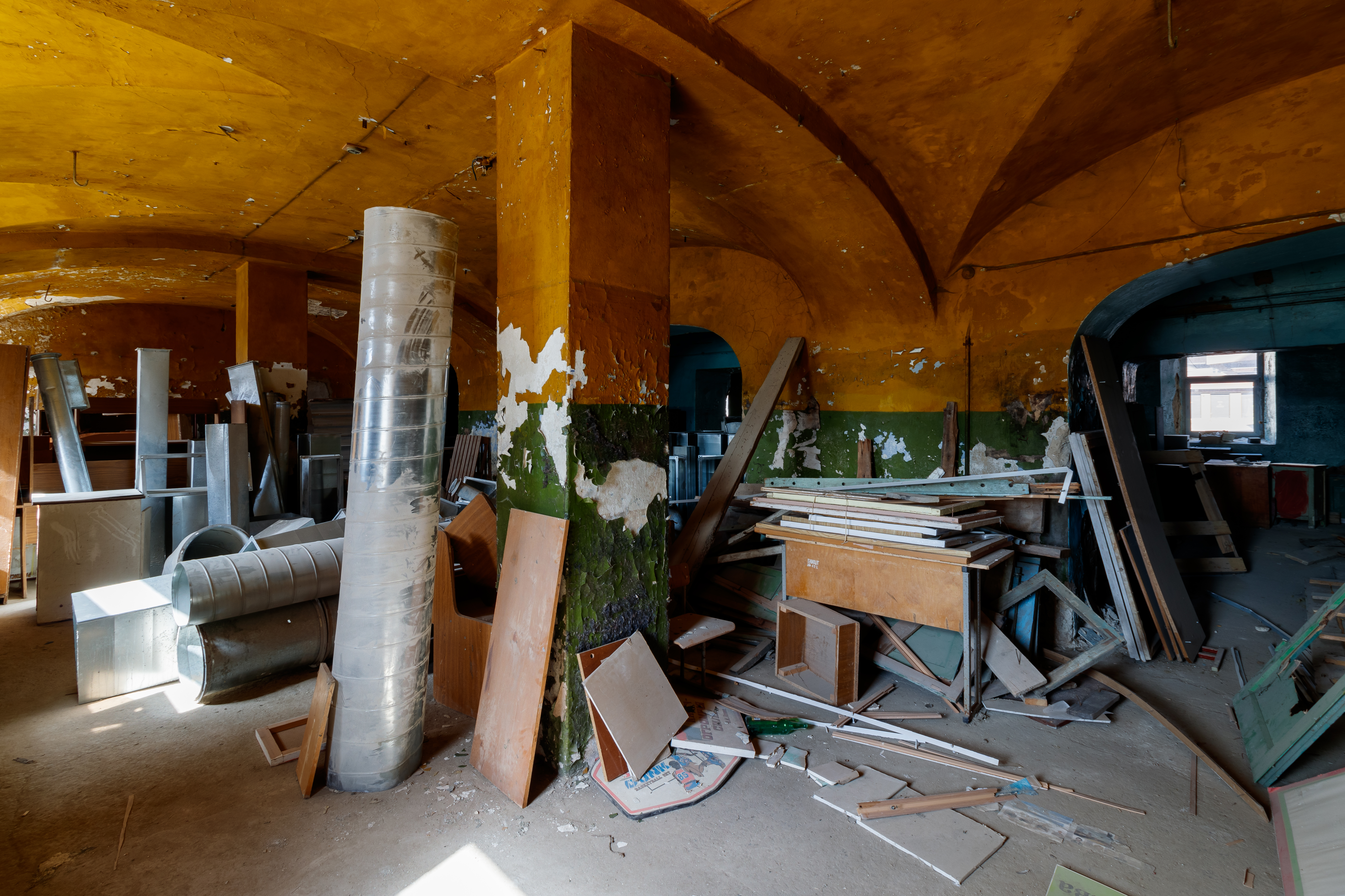 Dark and creepy dirty abandoned underground basement